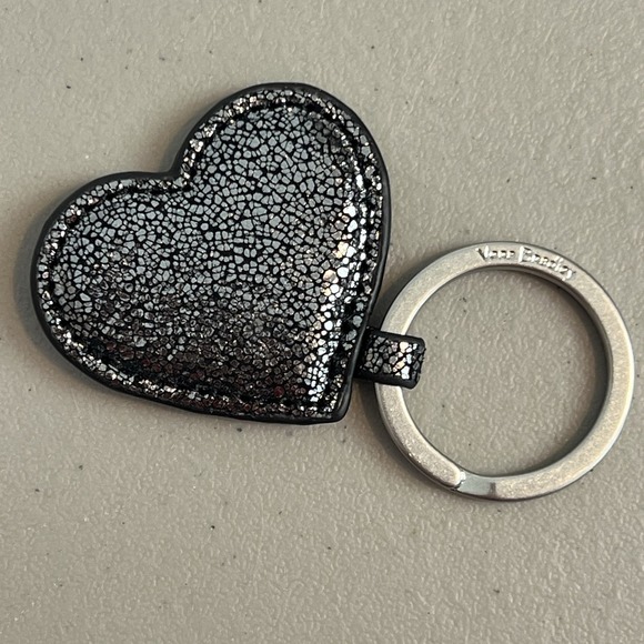 Vera Bradley Accessories - Vera Bradley Black Glitter Heart Keychain 2" with Snap